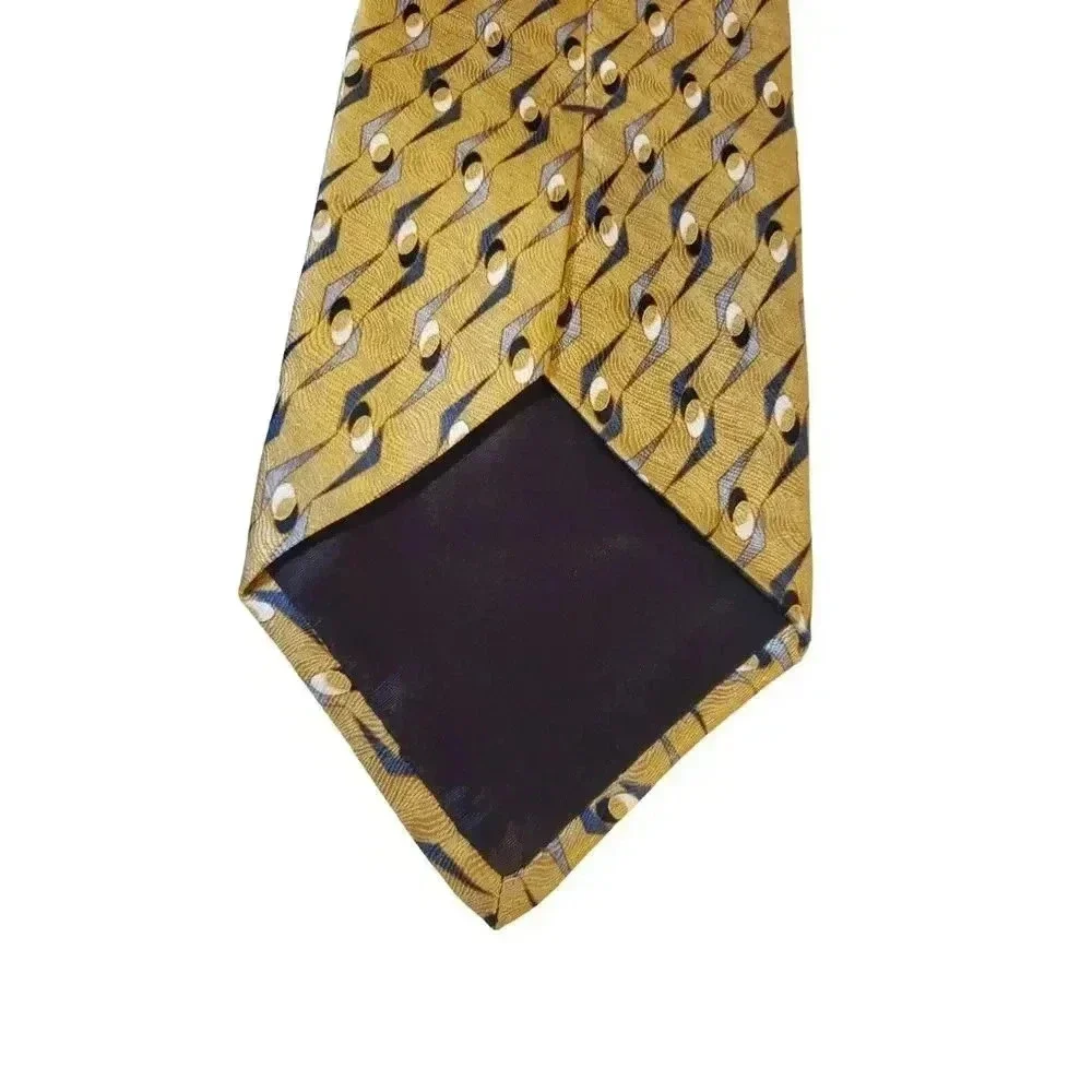 Palatina Luxury Neck Tie 100% Imported Silk Made In USA Gold Pattern Church Work
